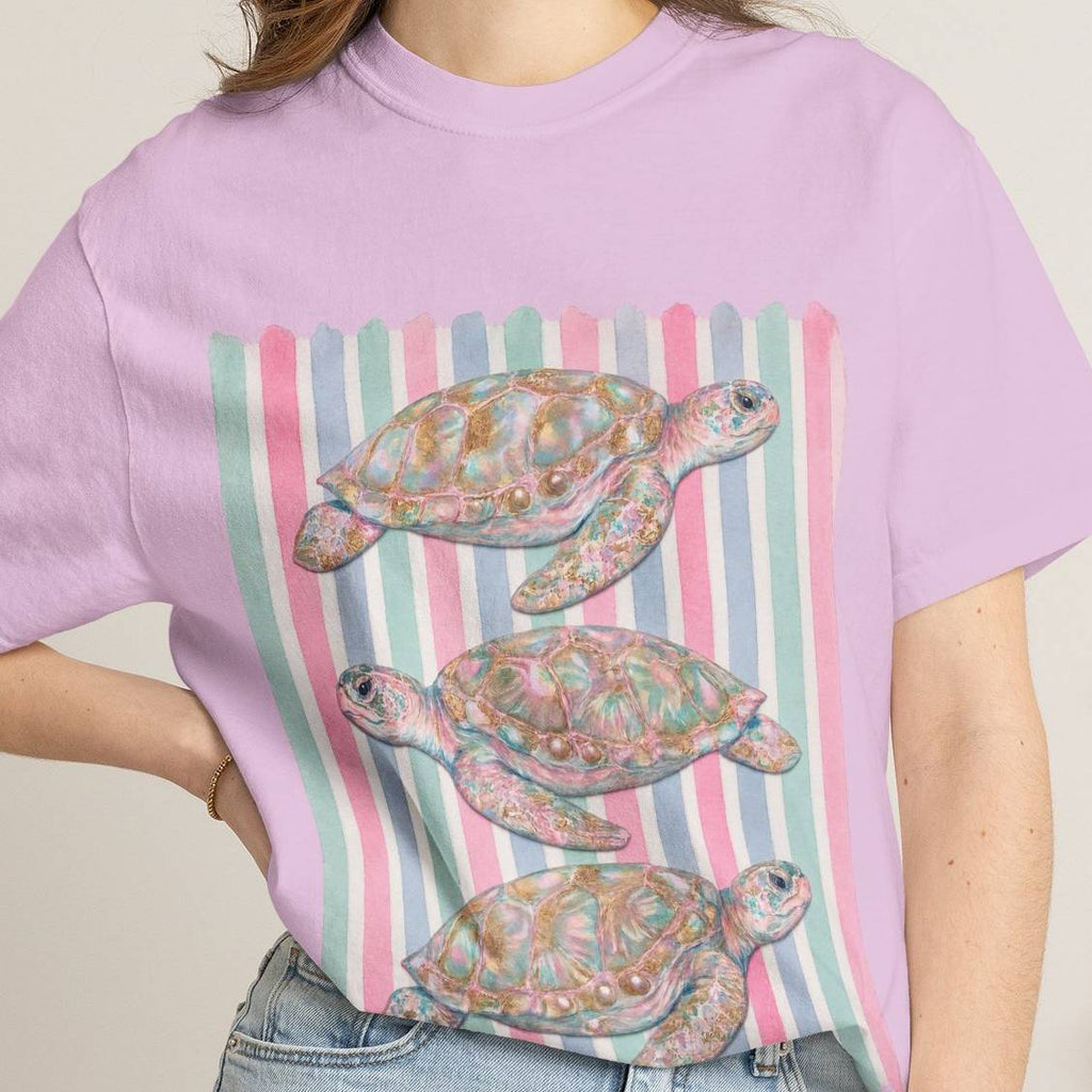 Sea Turtle Trio Pastel Beach Vibes Comfort Colors T-Shirt