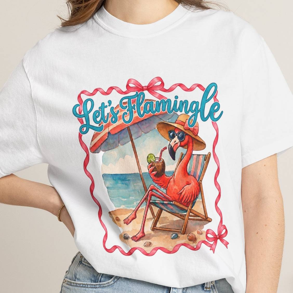 Let's Flamingle Retro Flamingo Beach Comfort Colors T-Shirt
