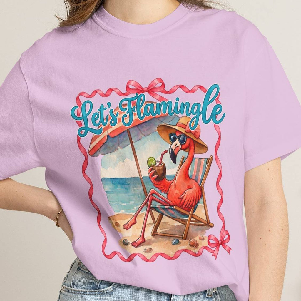 Let's Flamingle Retro Flamingo Beach Comfort Colors T-Shirt