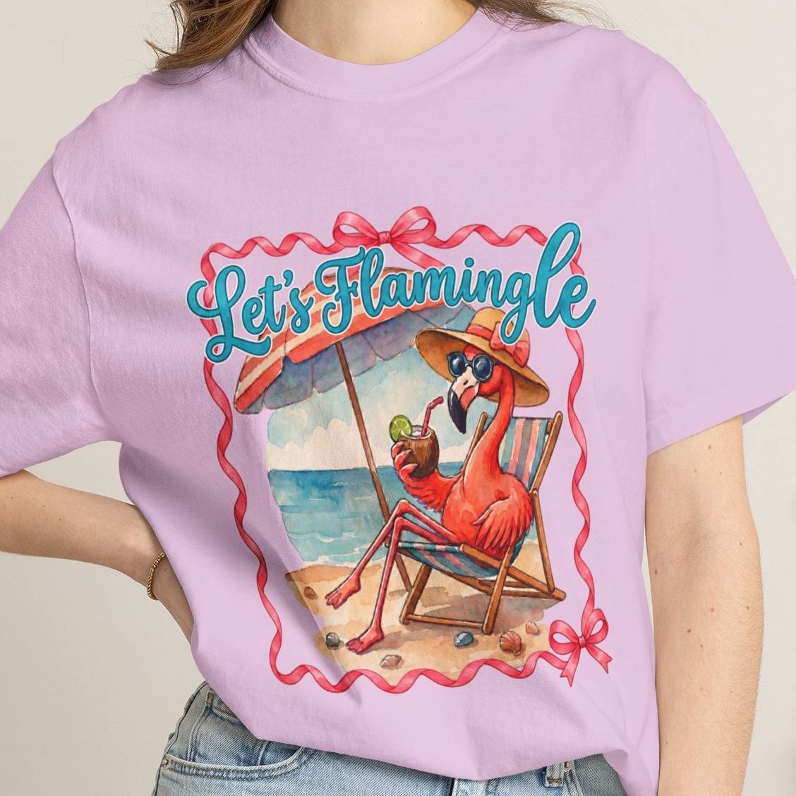 Let's Flamingle Retro Flamingo Beach Comfort Colors T-Shirt