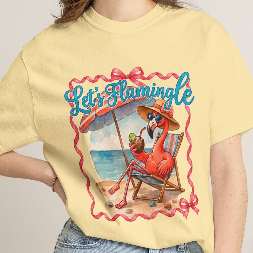 Let's Flamingle Retro Flamingo Beach Comfort Colors T-Shirt