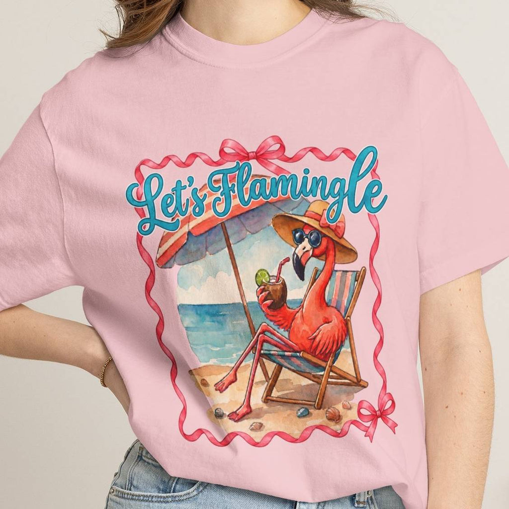 Let's Flamingle Retro Flamingo Beach Comfort Colors T-Shirt