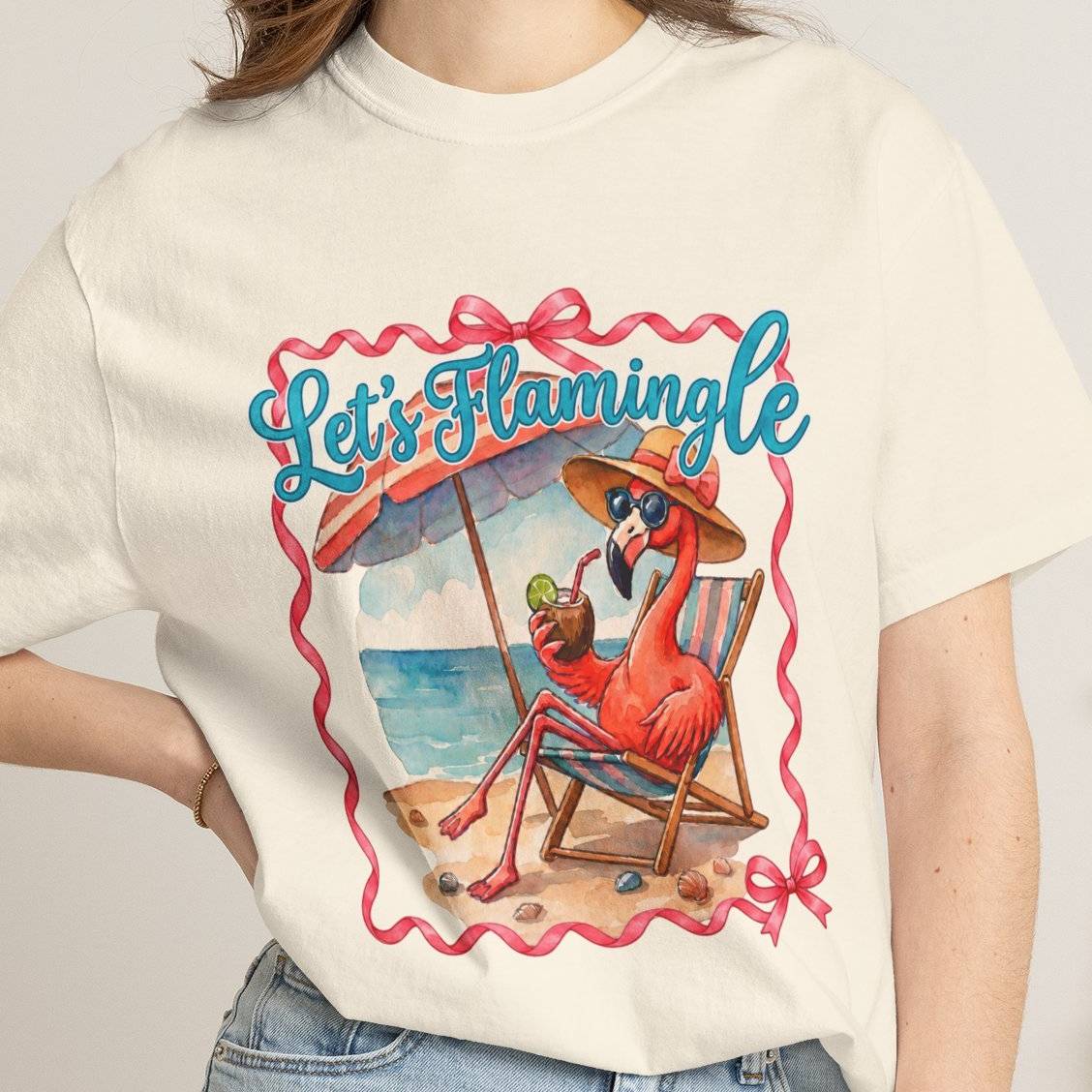 Let's Flamingle Retro Flamingo Beach Comfort Colors T-Shirt