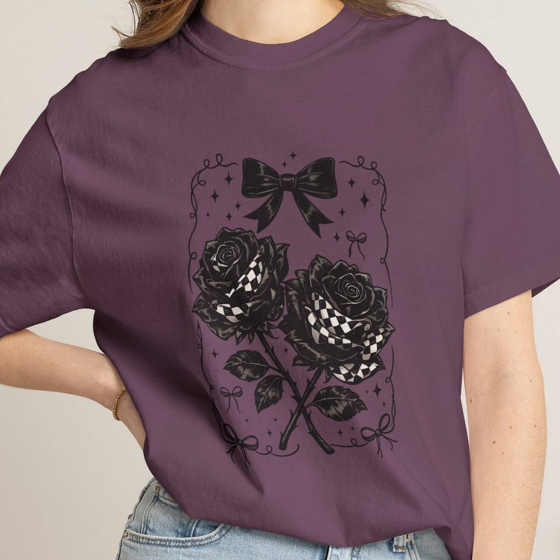 Floral Black Roses Vintage Comfort Colors T-Shirt