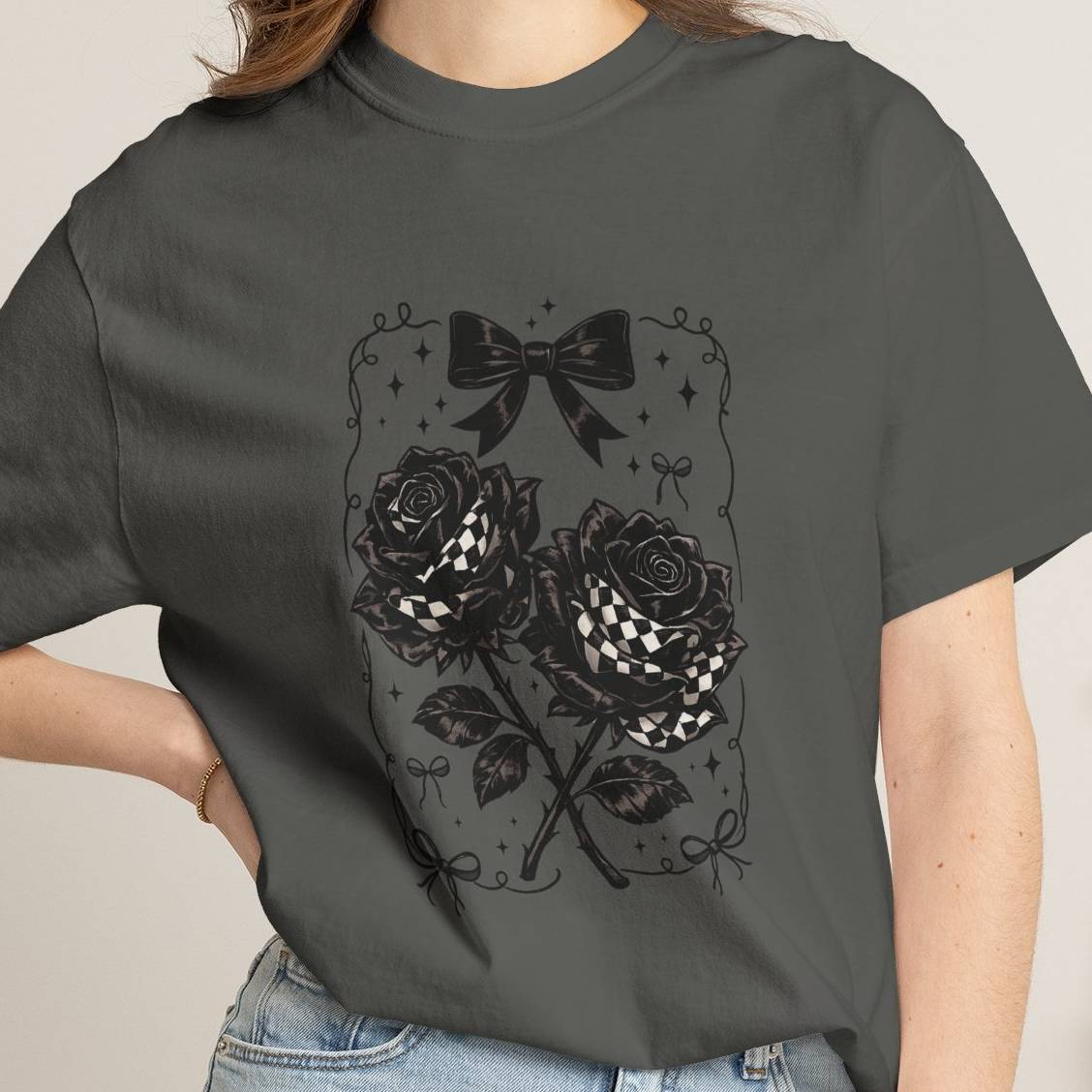 Floral Black Roses Vintage Comfort Colors T-Shirt