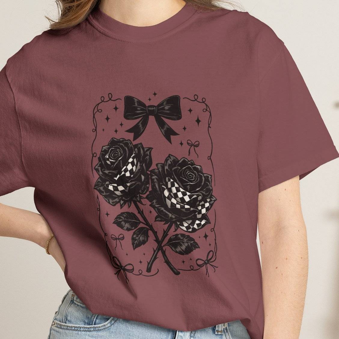 Floral Black Roses Vintage Comfort Colors T-Shirt