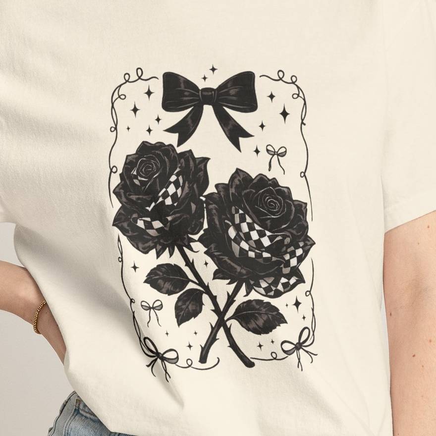 Floral Black Roses Vintage Comfort Colors T-Shirt