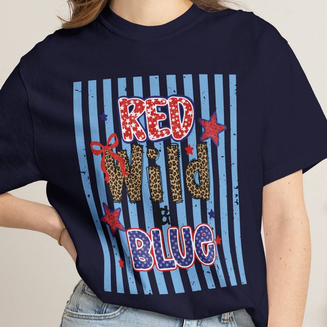 Red Wild & Blue Cheetah Print Patriotic Comfort Colors Tee
