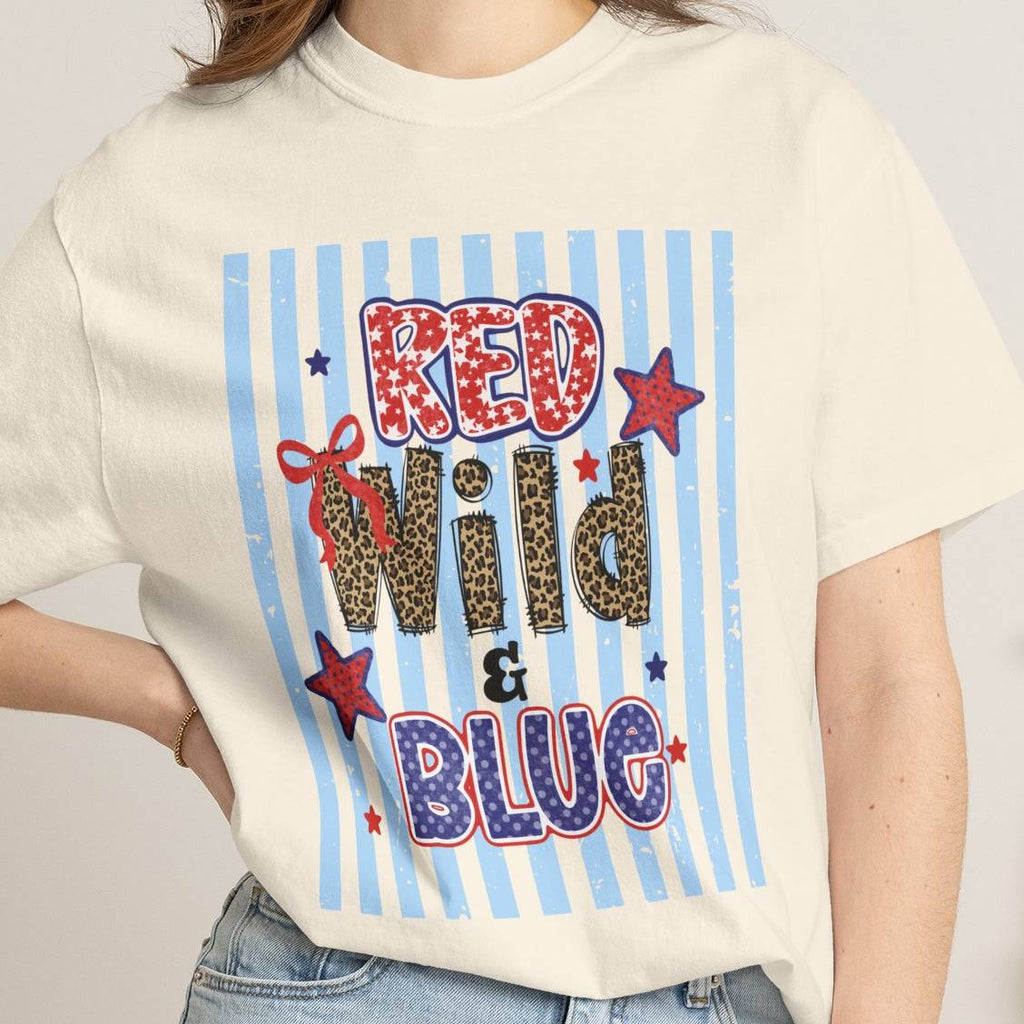 Red Wild & Blue Cheetah Print Patriotic Comfort Colors Tee