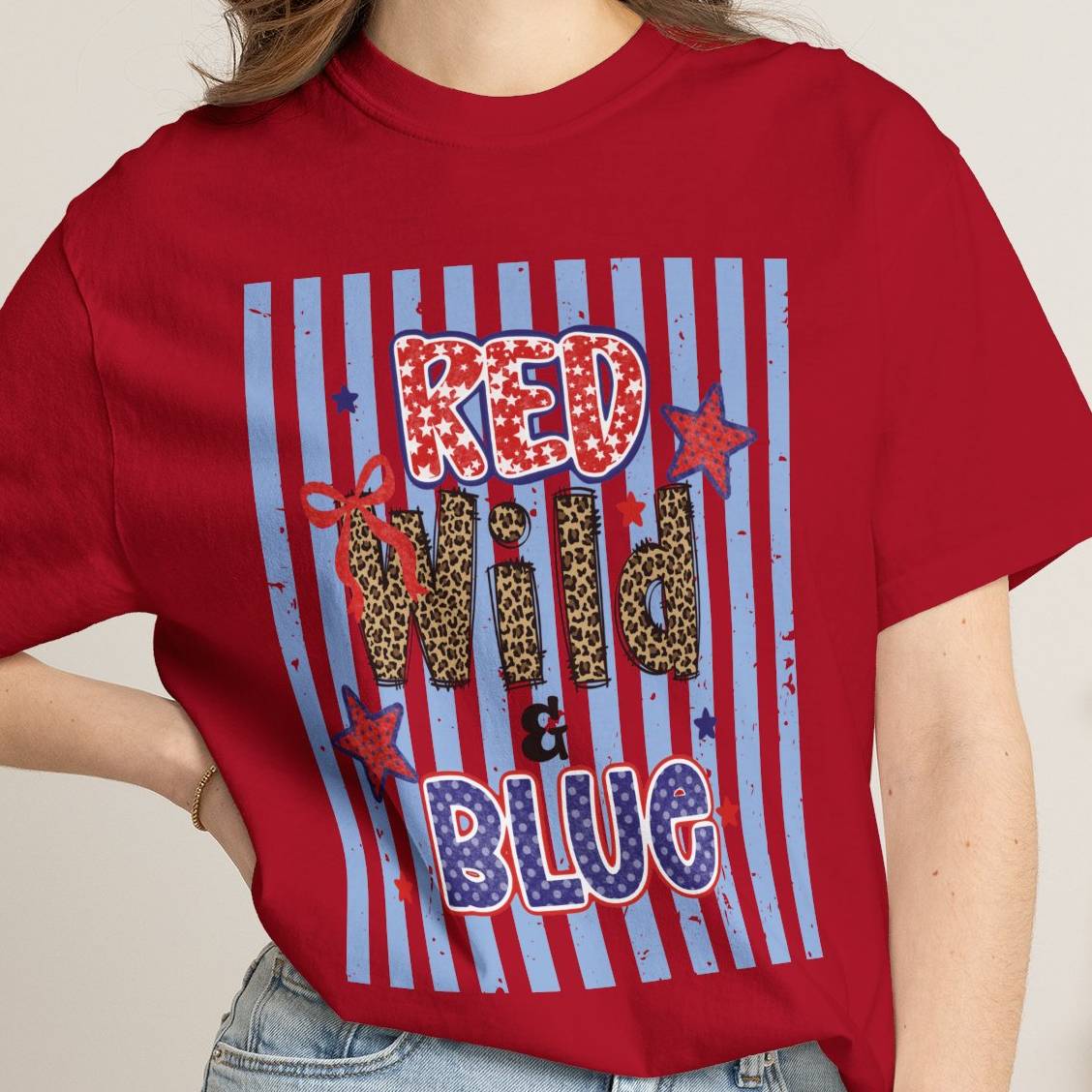 Red Wild & Blue Cheetah Print Patriotic Comfort Colors Tee