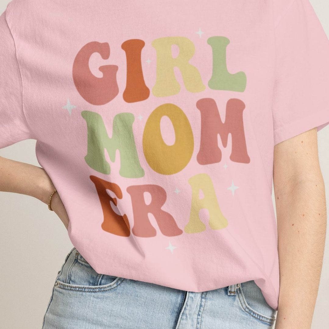 Girl Mom Era Retro Rainbow Comfort Colors TShirt