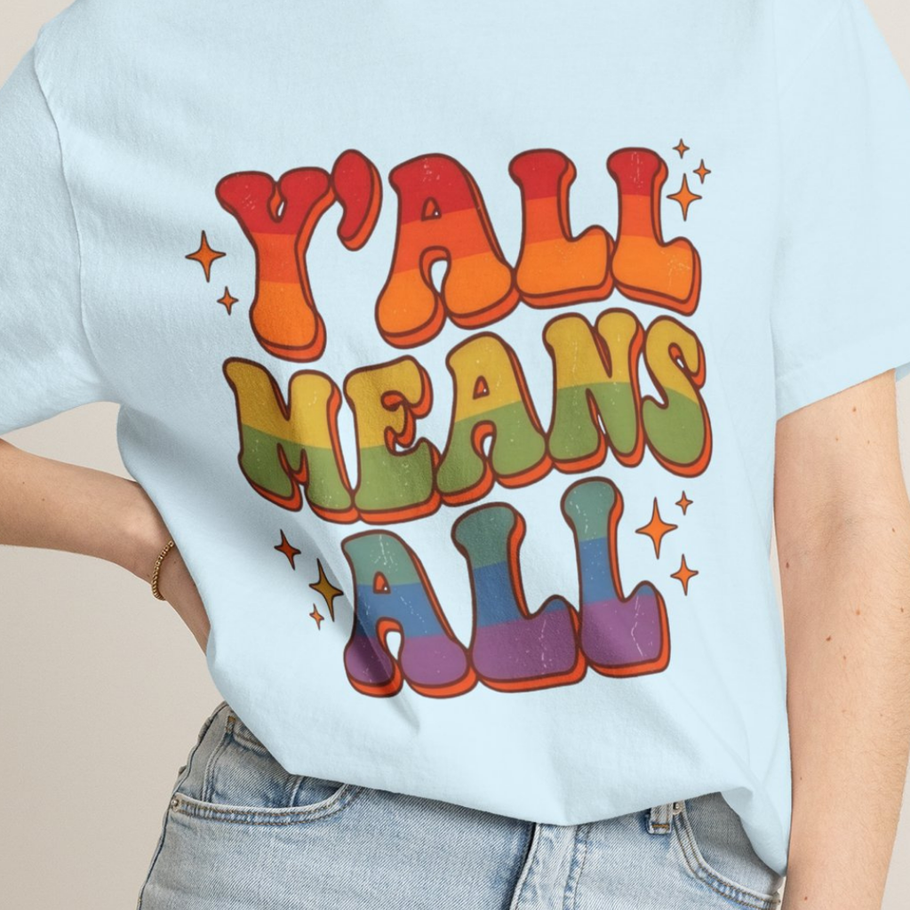 Yall Means All Retro Rainbow Pride Comfort Colors Tee