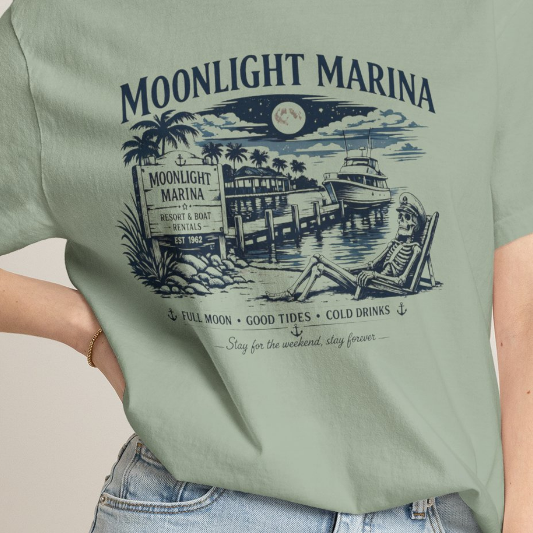 Moonlight Marina Vintage Harbor Comfort Colors TShirt