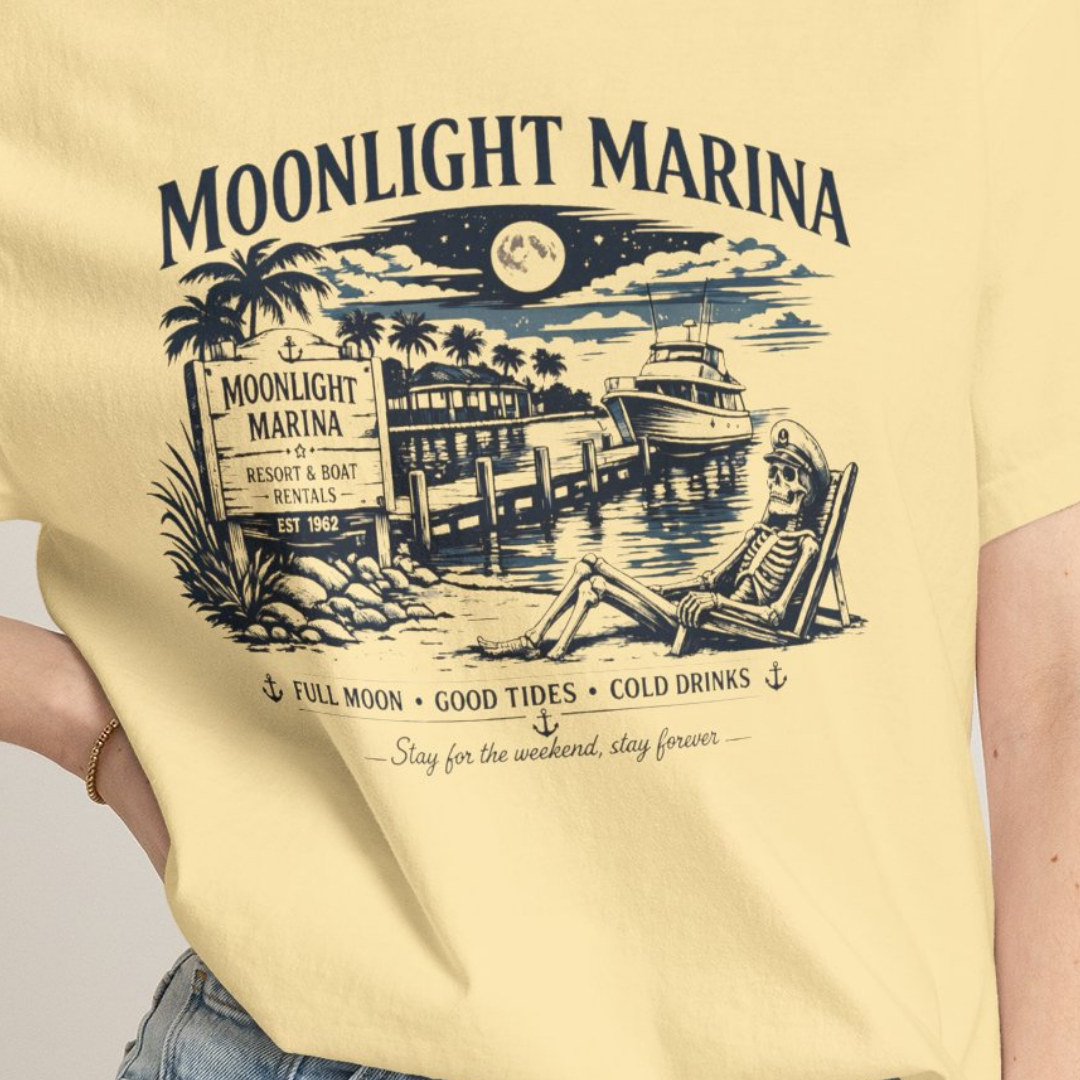Moonlight Marina Vintage Harbor Comfort Colors TShirt