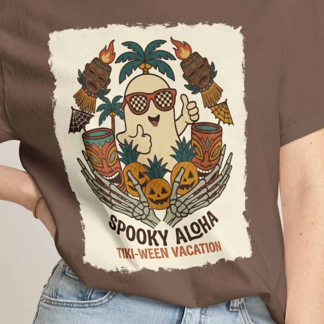 Spooky TikiWeen SummerWeen Ghost Comfort Colors TShirt