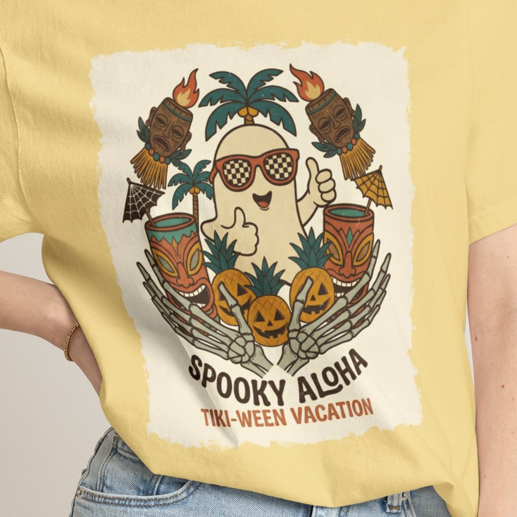 Spooky TikiWeen SummerWeen Ghost Comfort Colors TShirt