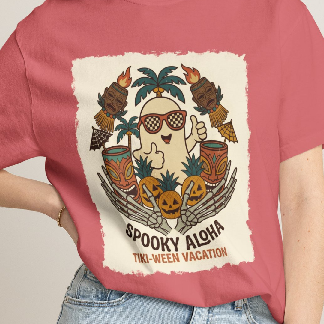 Spooky TikiWeen SummerWeen Ghost Comfort Colors TShirt