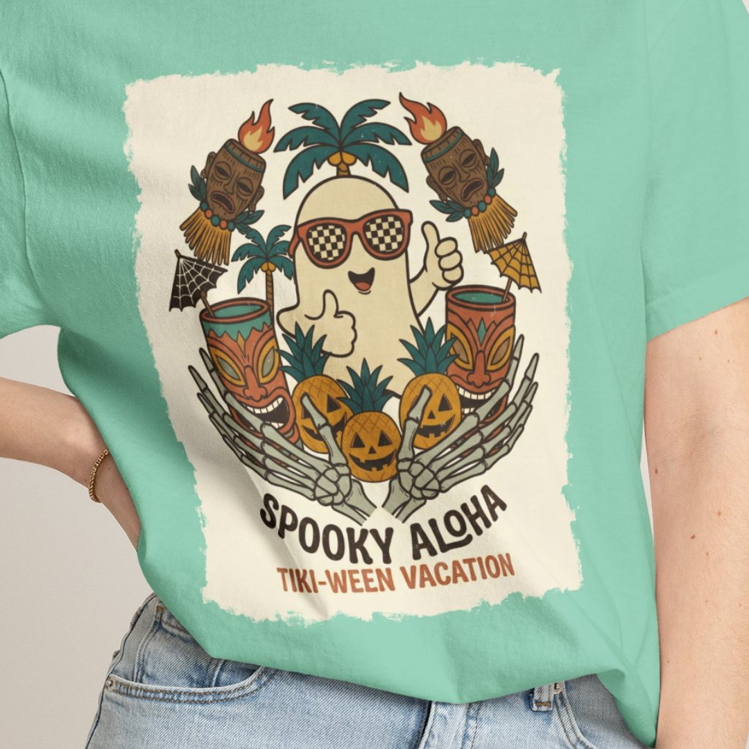 Spooky TikiWeen SummerWeen Ghost Comfort Colors TShirt