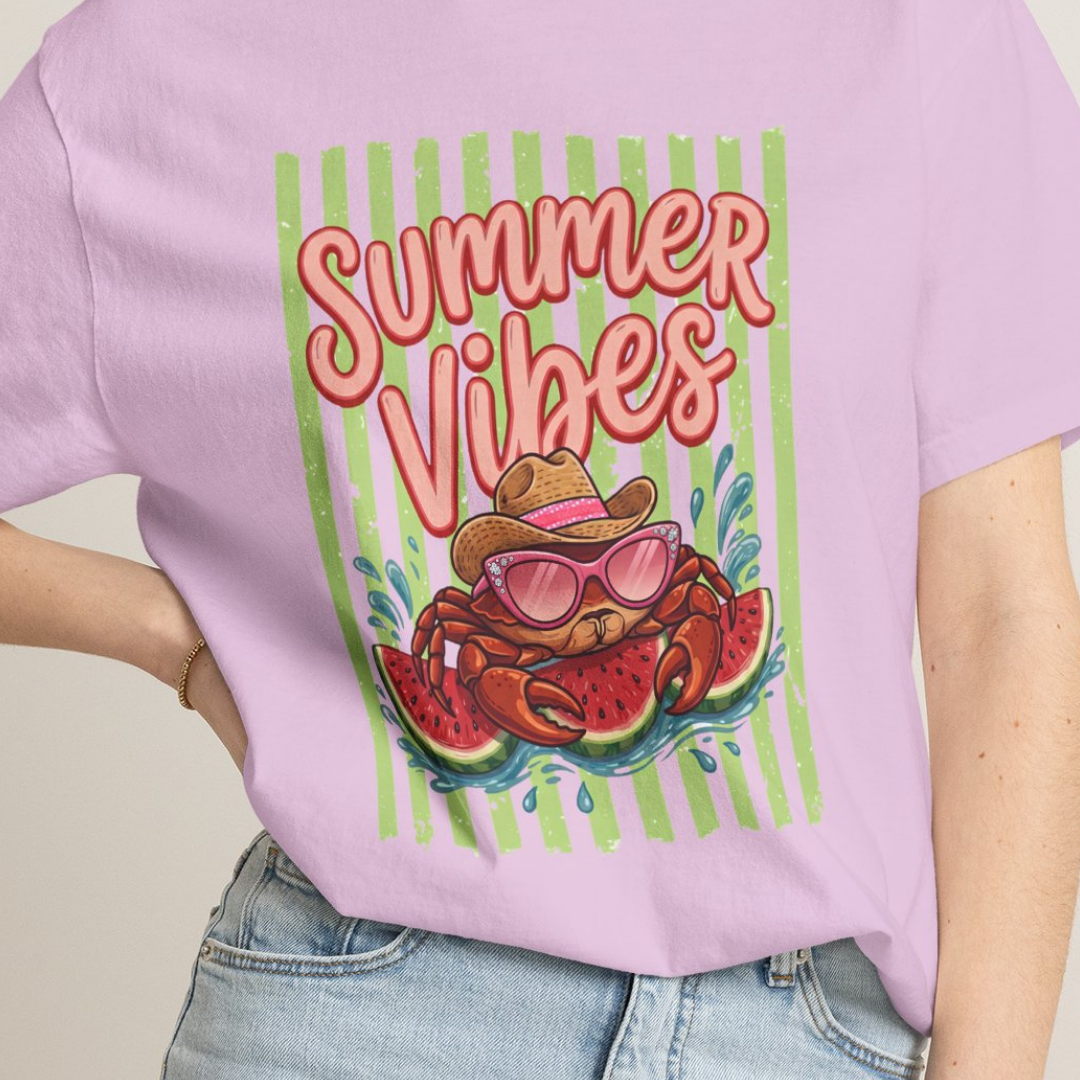 Summer Vibes Watermelon Crab Comfort Colors TShirt