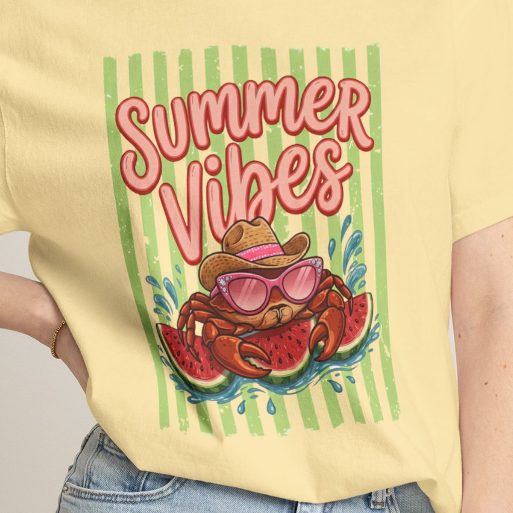Summer Vibes Watermelon Crab Comfort Colors TShirt