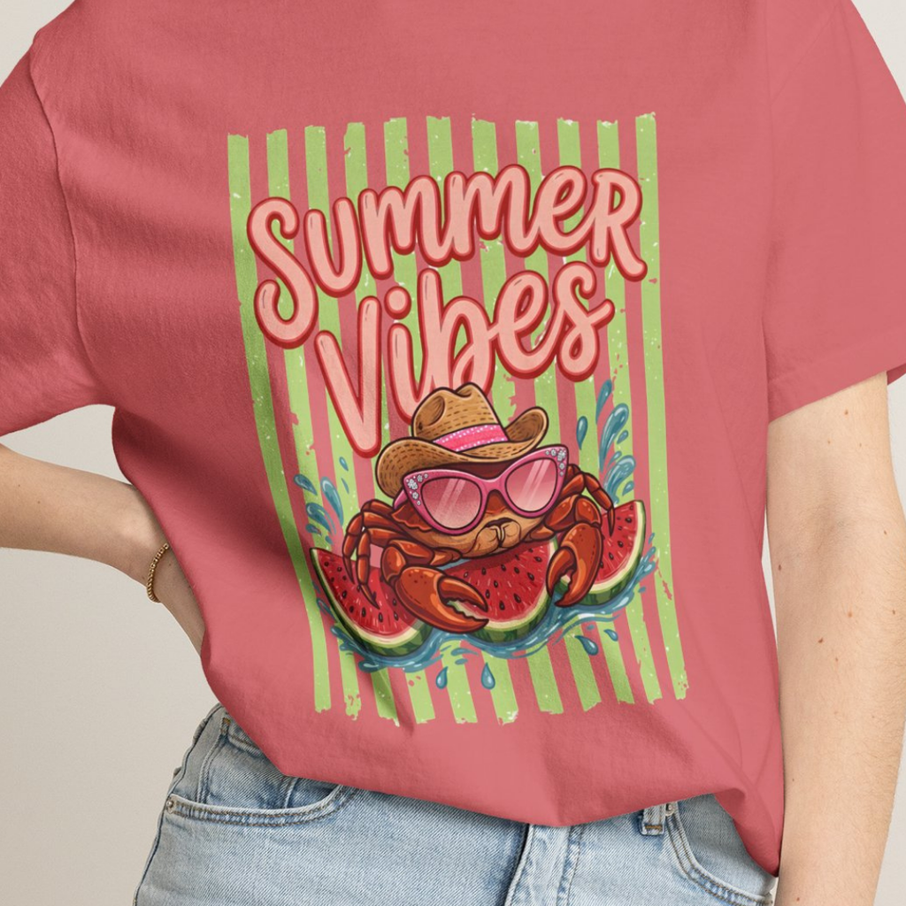 Summer Vibes Watermelon Crab Comfort Colors TShirt