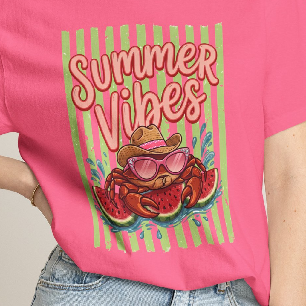 Summer Vibes Watermelon Crab Comfort Colors TShirt