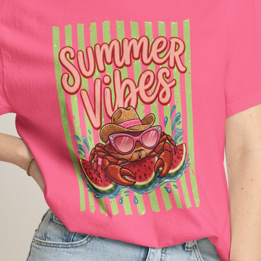 Summer Vibes Watermelon Crab Comfort Colors TShirt