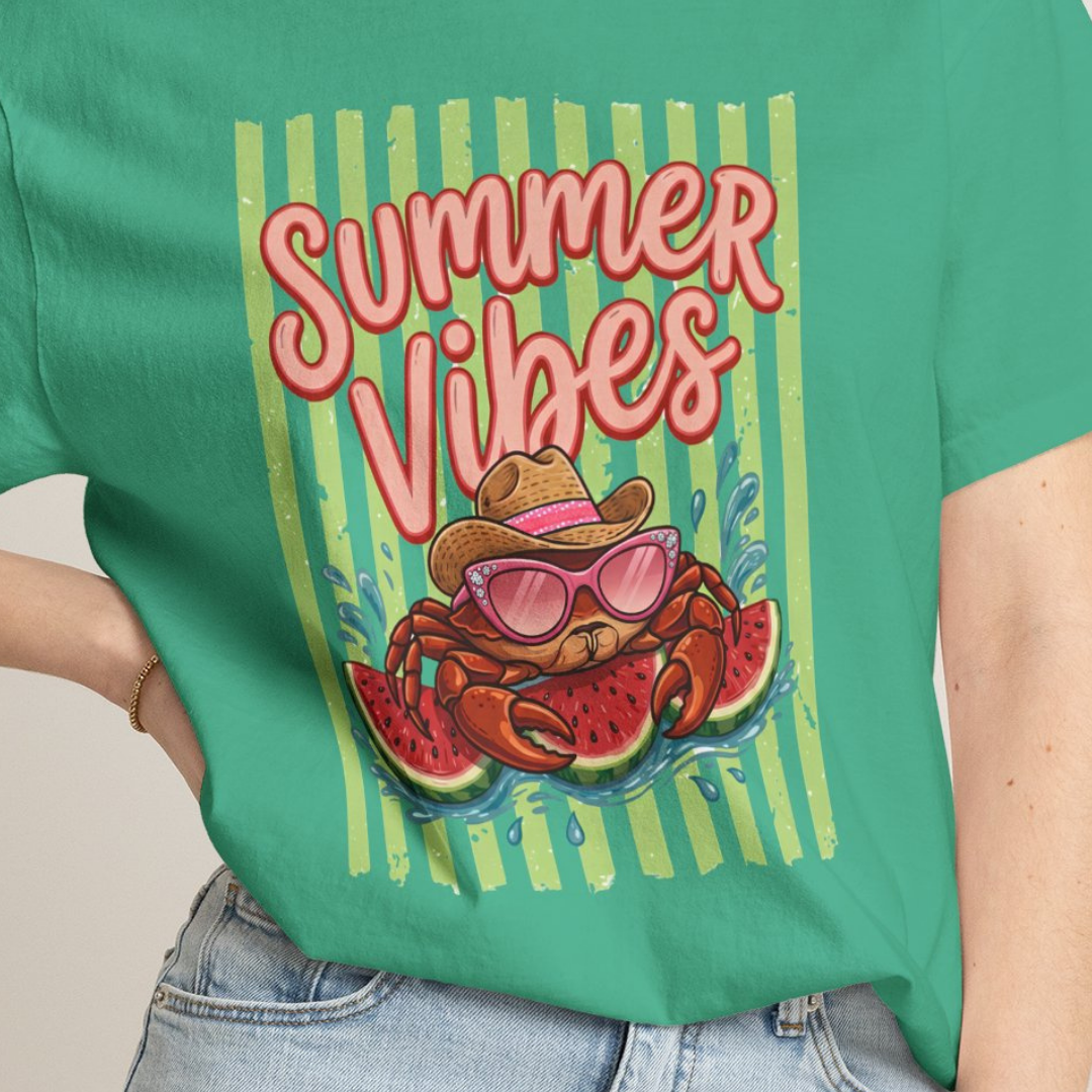 Summer Vibes Watermelon Crab Comfort Colors TShirt