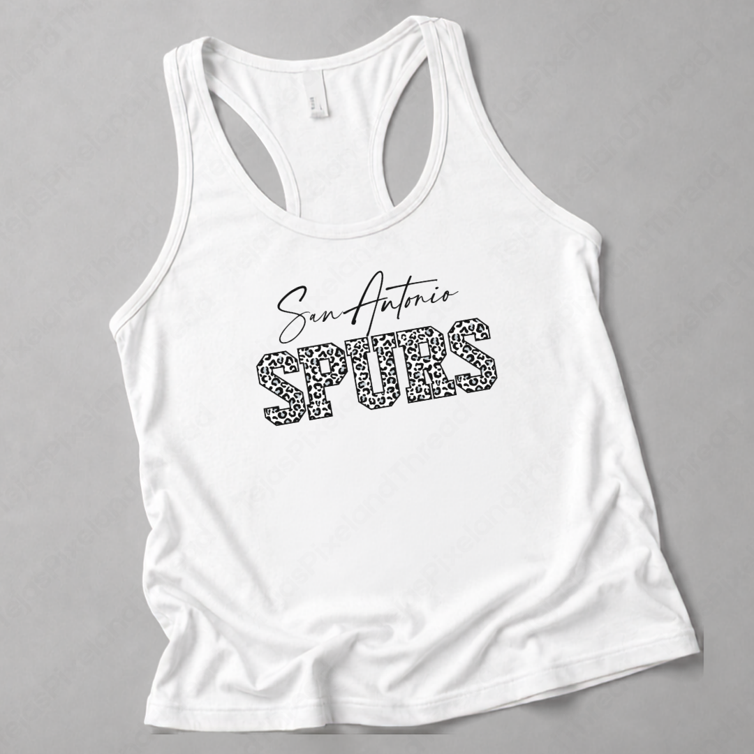 San Antonio Basketball Leopard Print Racerback Tank Top