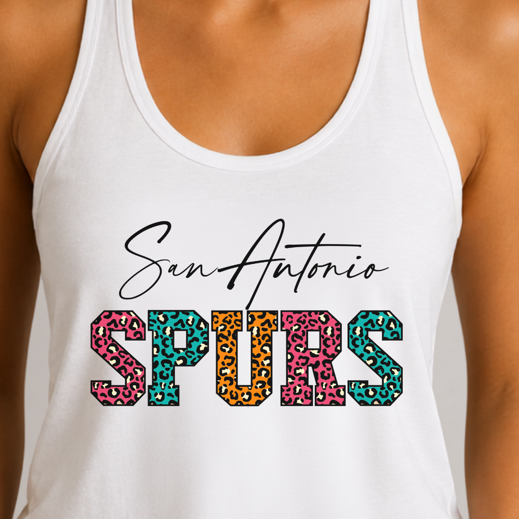 San Antonio Basketball Fiesta Leopard Women’s Racerback Tank