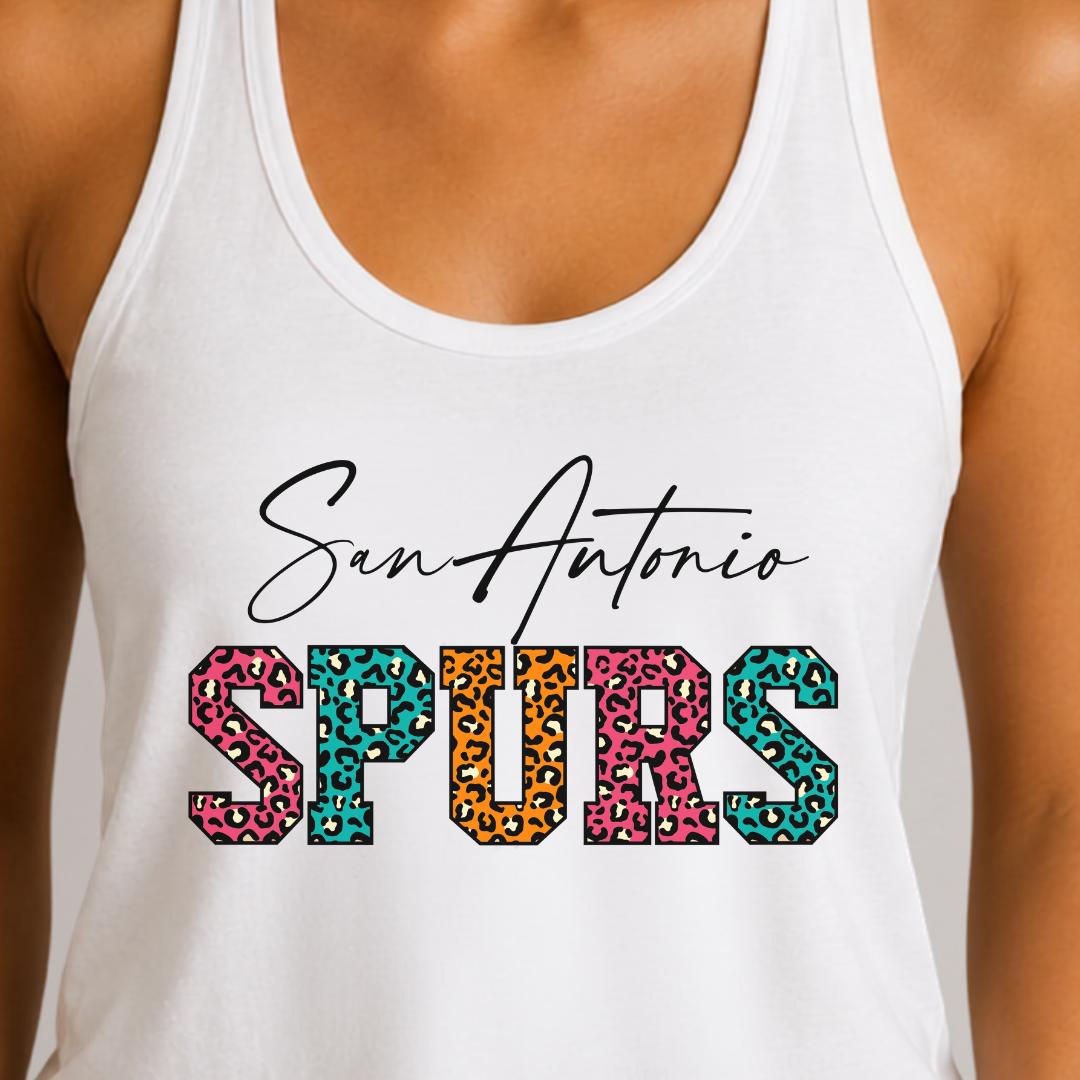 San Antonio Basketball Fiesta Leopard Women’s Racerback Tank