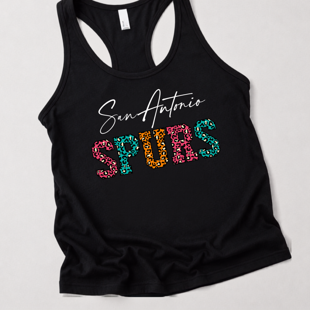 San Antonio Basketball Fiesta Leopard Women’s Racerback Tank
