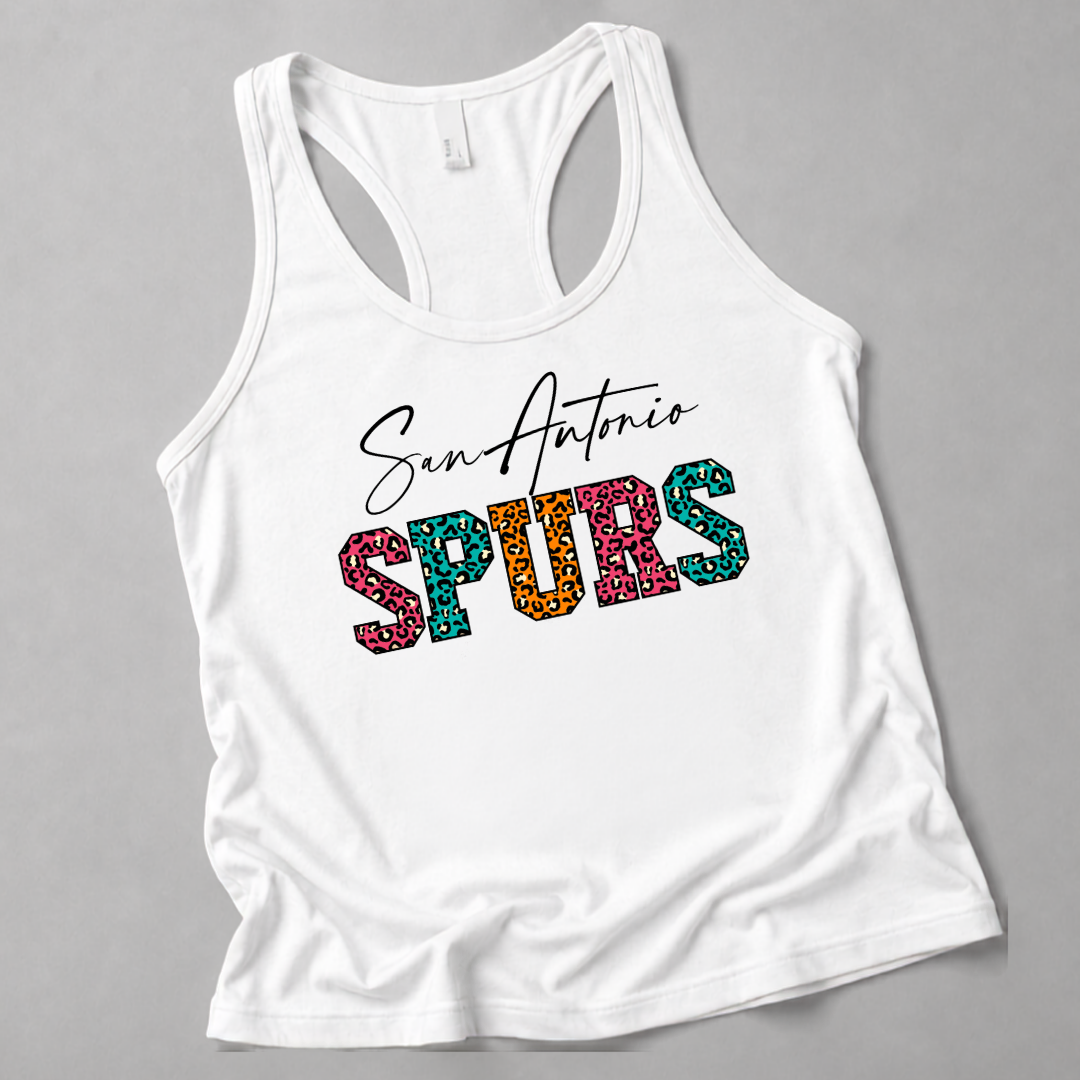 San Antonio Basketball Fiesta Leopard Women’s Racerback Tank