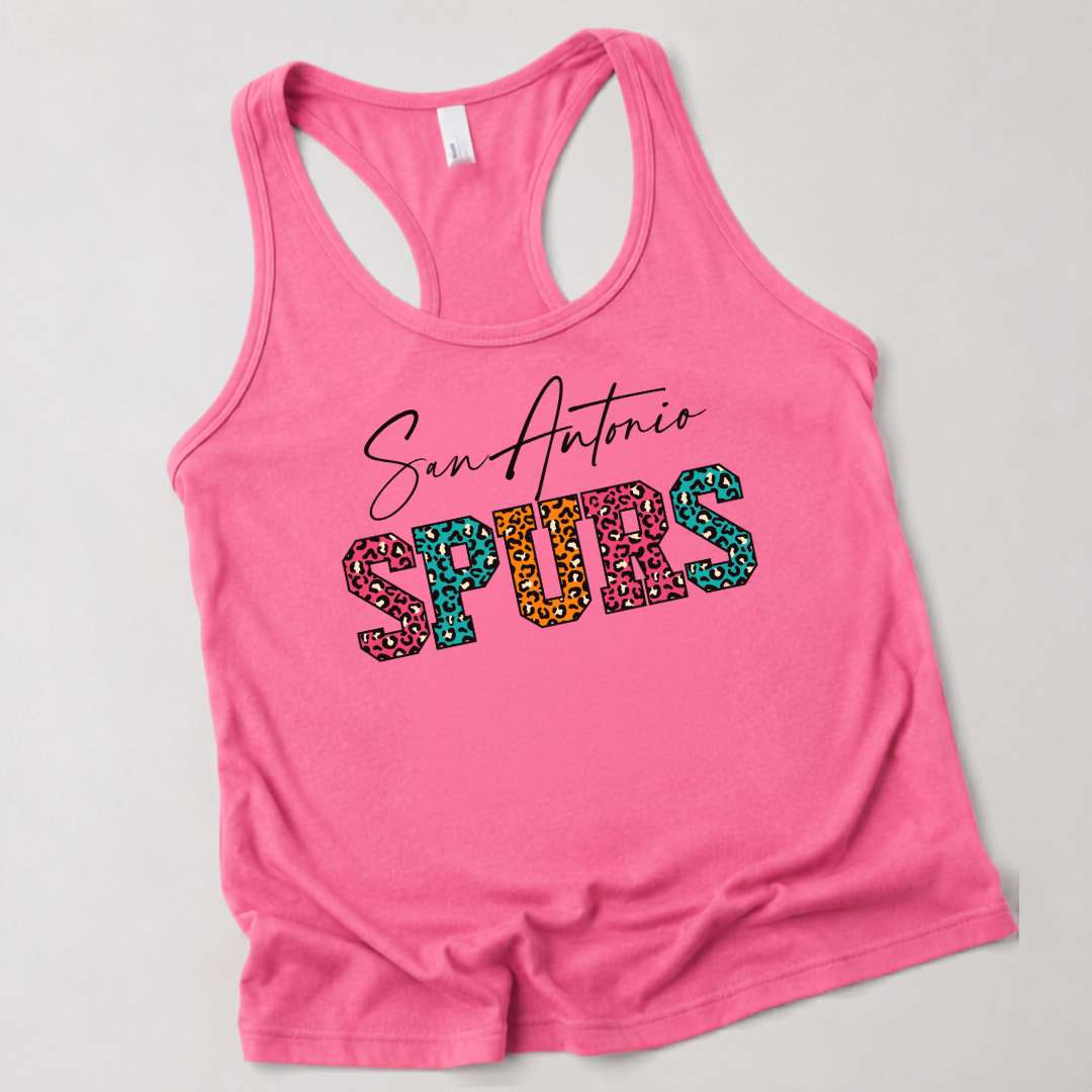 San Antonio Basketball Fiesta Leopard Women’s Racerback Tank