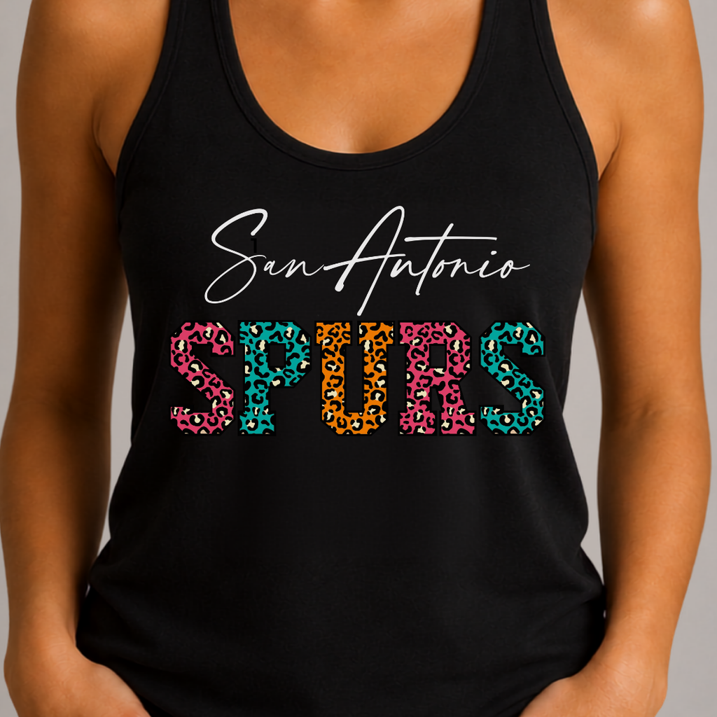 San Antonio Basketball Fiesta Leopard Women’s Racerback Tank