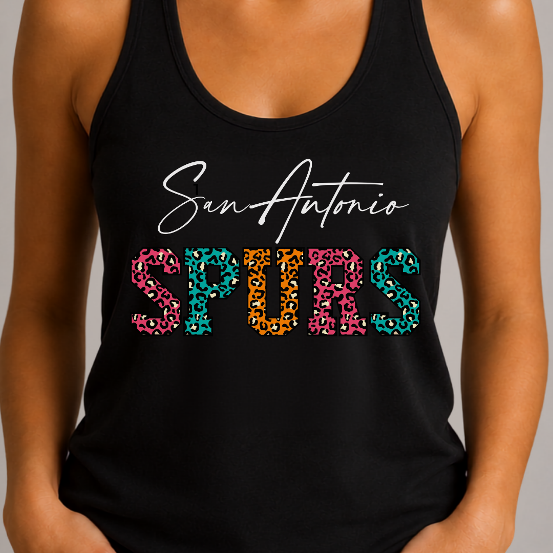 San Antonio Basketball Fiesta Leopard Women’s Racerback Tank