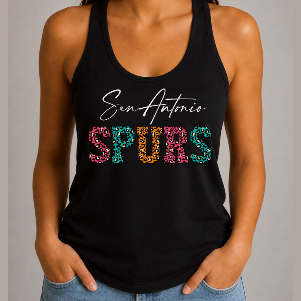 San Antonio Basketball Fiesta Leopard Women’s Racerback Tank