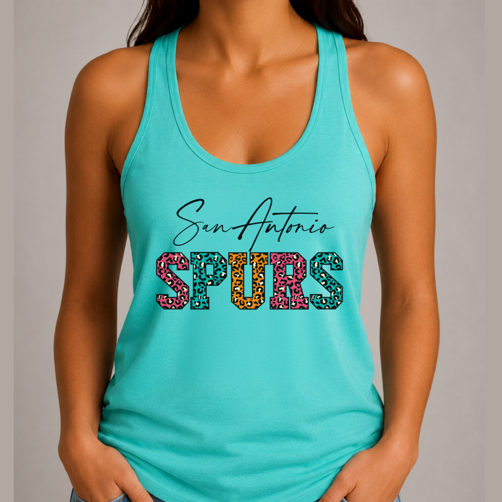 San Antonio Basketball Fiesta Leopard Women’s Racerback Tank
