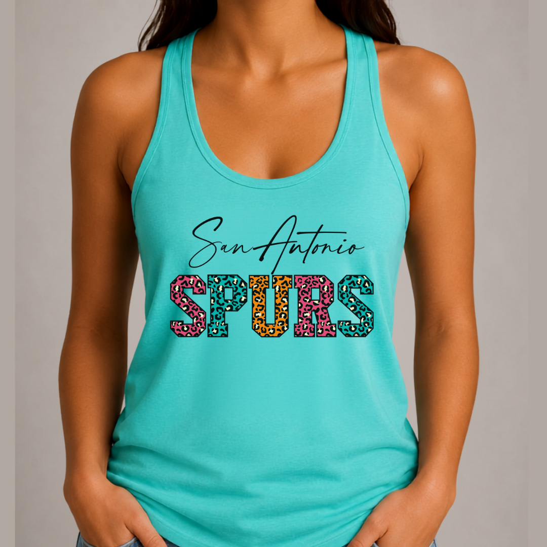 San Antonio Basketball Fiesta Leopard Women’s Racerback Tank