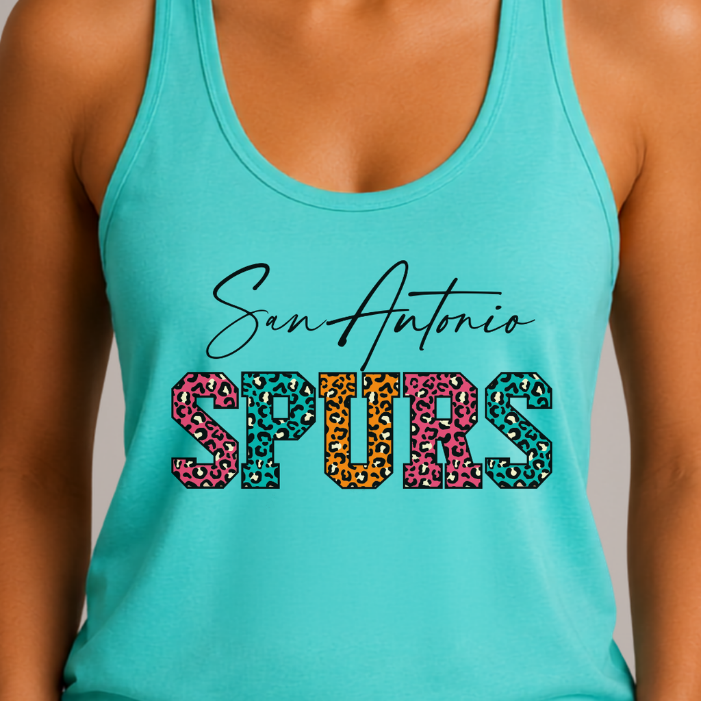 San Antonio Basketball Fiesta Leopard Women’s Racerback Tank