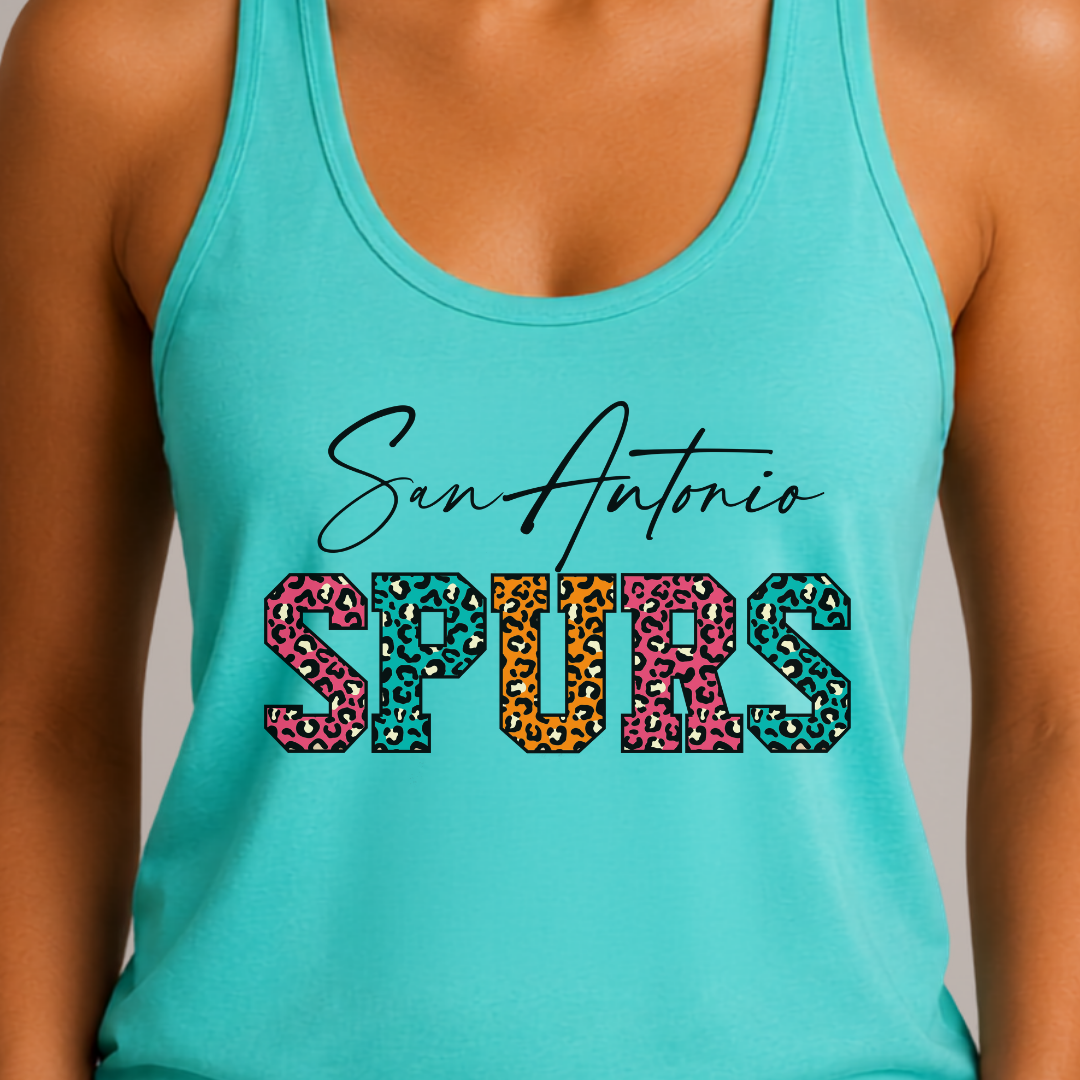 San Antonio Basketball Fiesta Leopard Women’s Racerback Tank