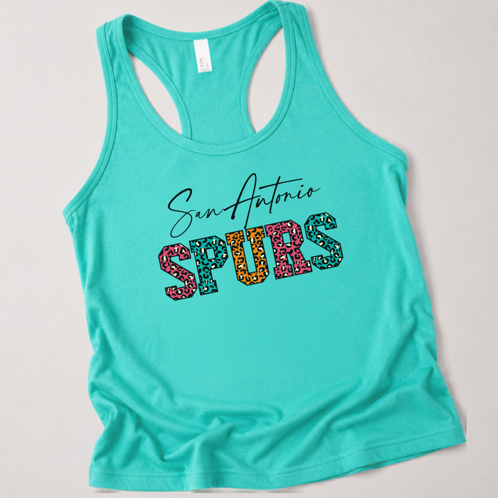 San Antonio Basketball Fiesta Leopard Women’s Racerback Tank