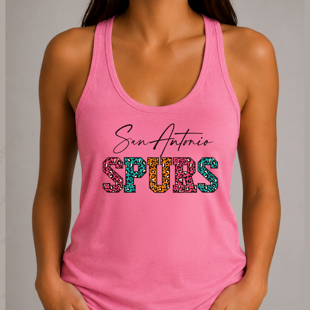 San Antonio Basketball Fiesta Leopard Women’s Racerback Tank