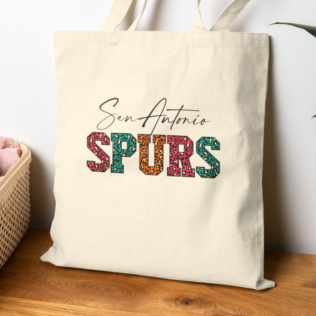 San Antonio Spurs Fiesta Leopard Lettering Tote Bag