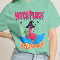 Witch Please Flamingo Halloween Beach Graphic T-Shirt