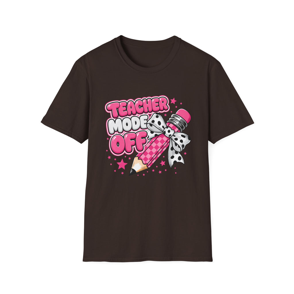 Teacher Mode Off T-Shirt — Cute Pink Pencil Graphic Tee for Teachers