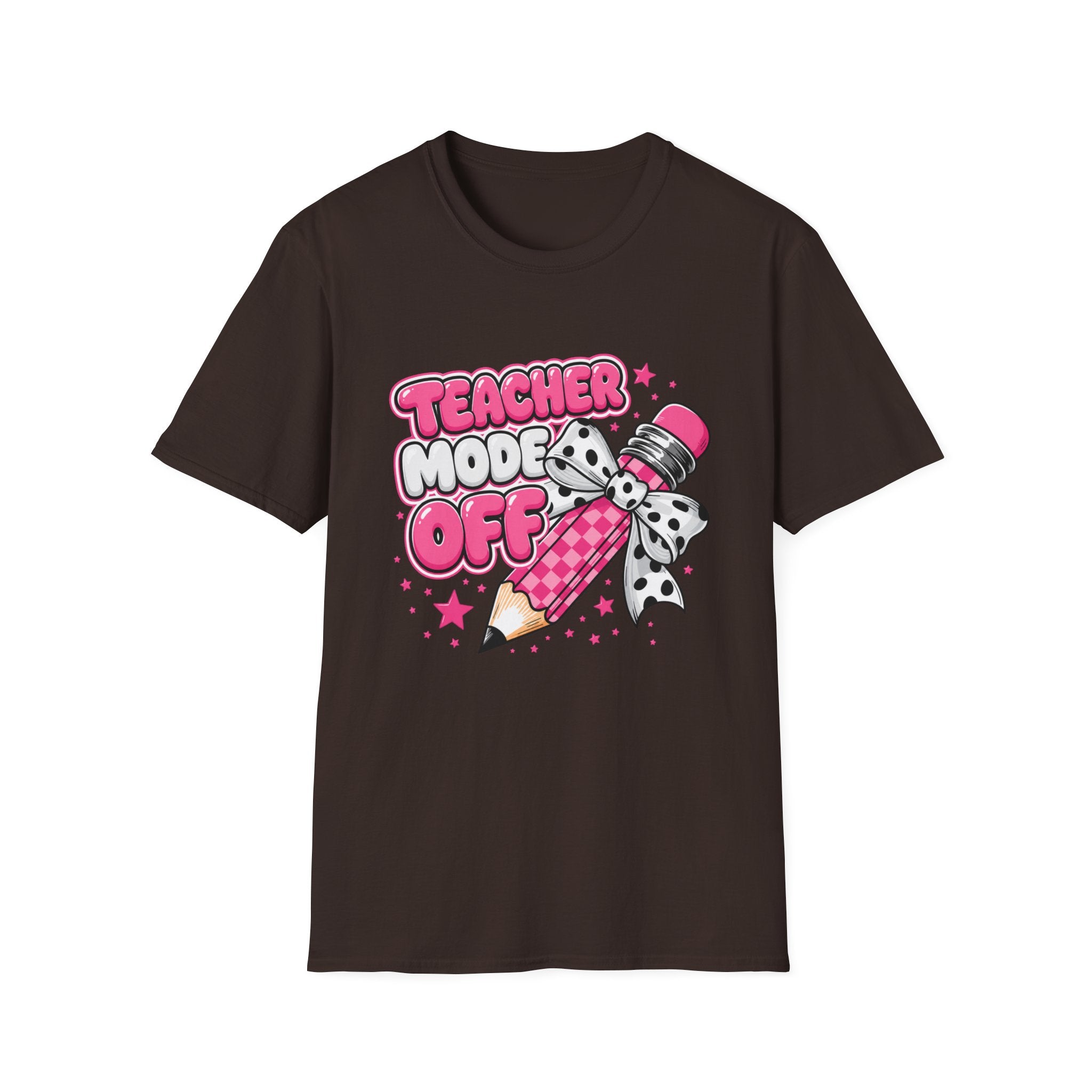 Teacher Mode Off T-Shirt — Cute Pink Pencil Graphic Tee for Teachers