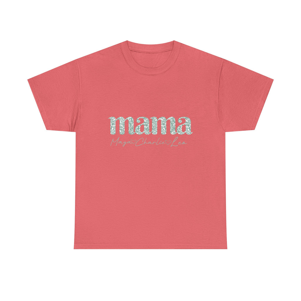 Mama Script Floral Tee — "mama" Mint Pattern Mom T-Shirt