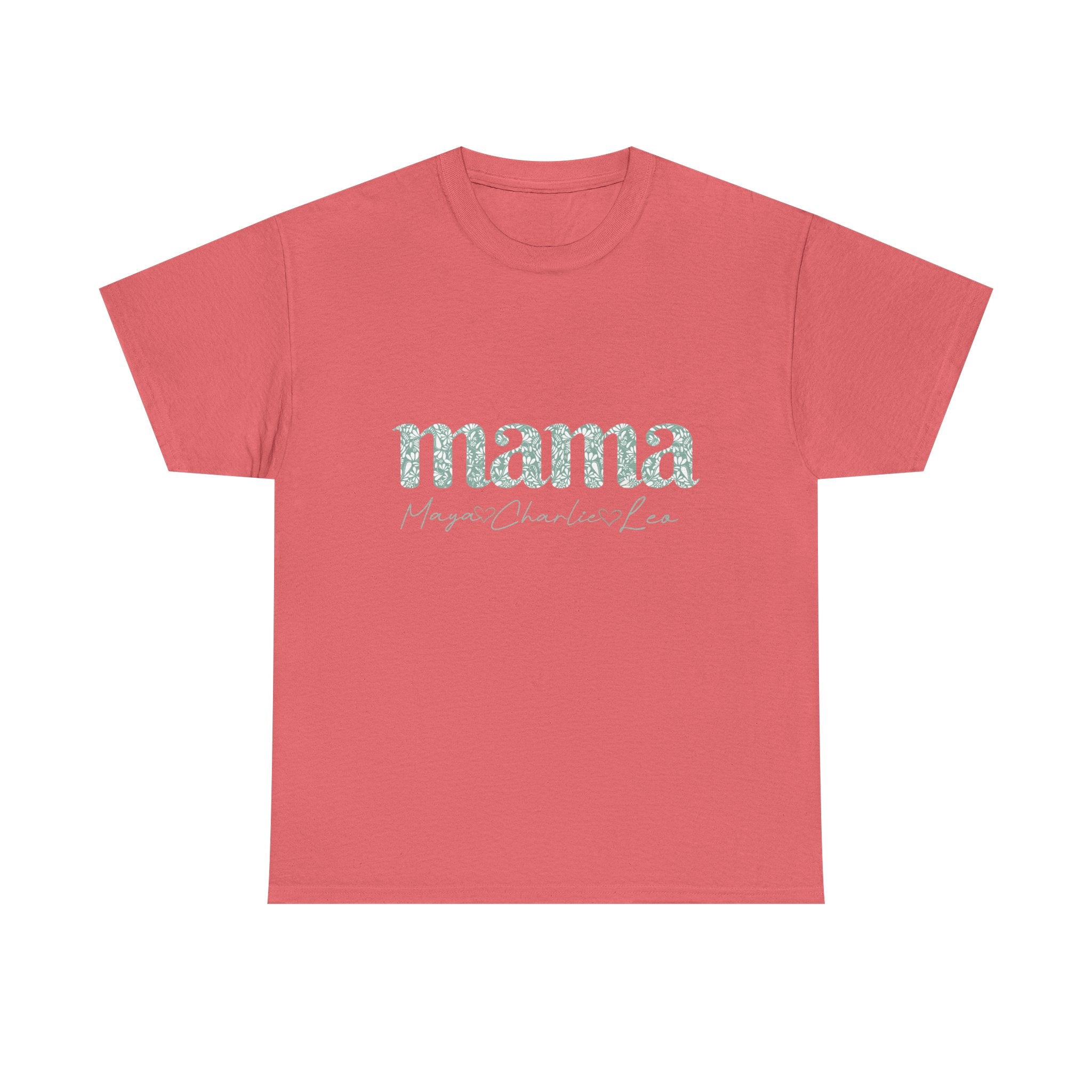 Mama Script Floral Tee — "mama" Mint Pattern Mom T-Shirt