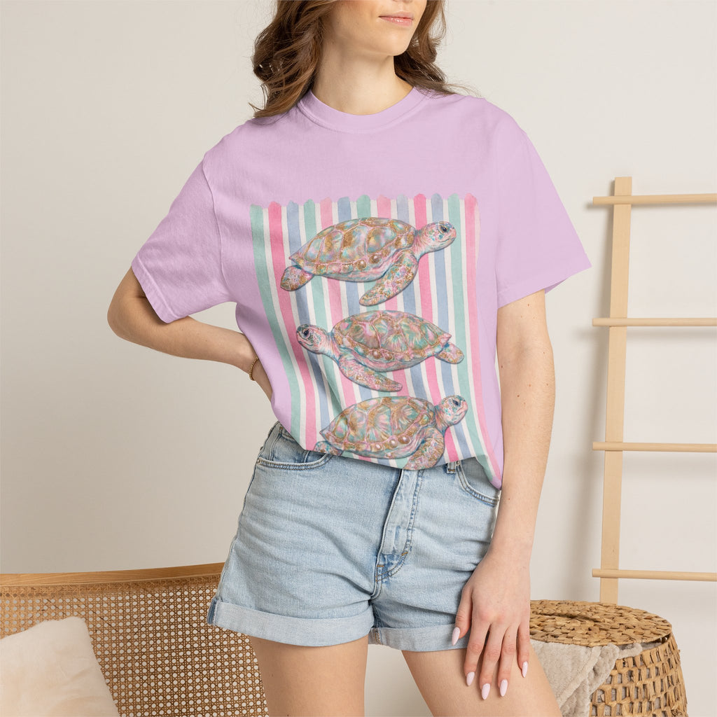 Sea Turtle Trio Pastel Beach Vibes Comfort Colors T-Shirt